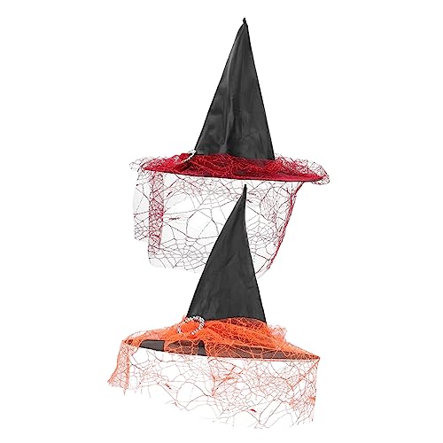 Yardwe 2 Stück Teiliges Halloween Hexenhut mit und Orangem Spitzenstoff Leichte Kopfbedeckung für Karneval Party und Cosplay Festliche Verkleidung für Damen und Halloween Fans von Yardwe