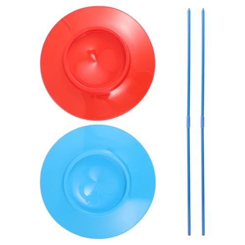 Yardwe 2 Stück Jonglierteller mit Stöcken Drehende Zirkusspielzeuge für Erwachsene und Kinder Robustes Jonglierset für Spiel und Hobby von Yardwe