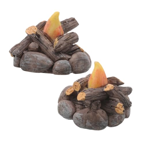 Yardwe 2 Stück Teiliges Miniatur Feuer Realistische Hellbraune Kunstfeuer Modelle Wetterbeständig für Puppenhäuser und Mikro-landschaften Vielseitig für Camping Partydekorationen von Yardwe