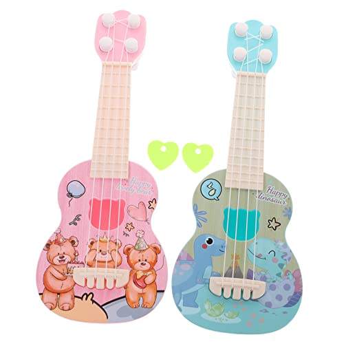 Yardwe 2 Stück Ukulele für Teiliges mit Dinosaurier und Bärenmotiv Einstellbare Saiten Musikalisches Lernspielzeug für Vorschulkinder und Kleinkinder Geschenkidee von Yardwe