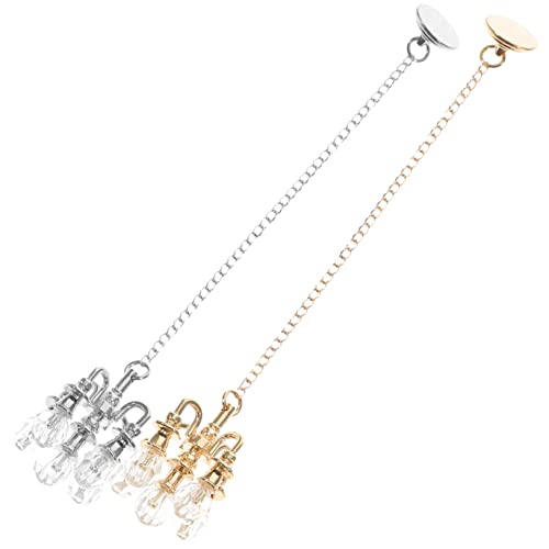 Yardwe 2 Stück Zubehör für Puppenhäuser Kronleuchter hängend deckenleuchten kinderspielzeug hängelampe lampen Gold Leuchtmittel Miniatur-Hängeleuchte Miniatur-Deckenlampe Legierung von Yardwe