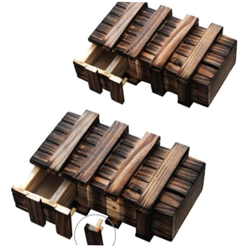 Yardwe 2 Stücke Holzbox mit Separaten Sicherheits Dreifach Gesichert Kindersicheres Lernspielzeug für Versteck für ohne Sichtbare Nägel Fördert Denkfähigkeit von Yardwe