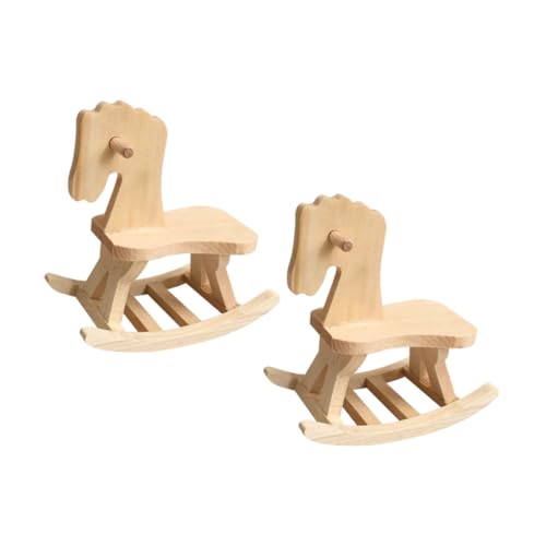 Yardwe 2 Stücke Montagemodellspielzeug Kind Mini Schaukelpferd Figur Bauen Modellbausatz Schaukeln Pferdebabyparty -Dekorationen Babyfiguren hölzern Khaki von Yardwe