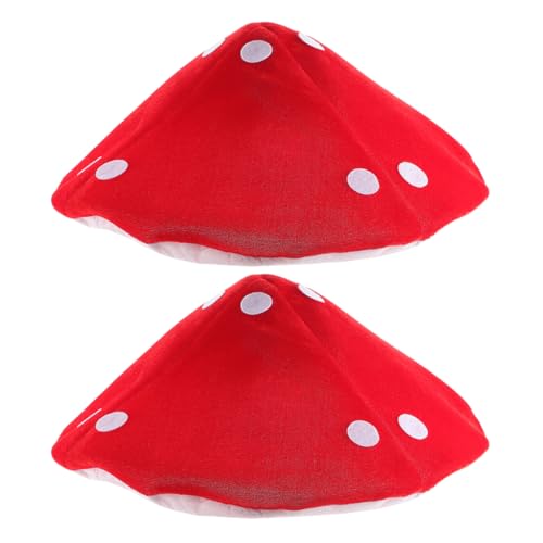 Yardwe 2 Stücke lustiger Hut Pilzhut mit breiter Krempe Pilz-Cosplay Halloween Kostümzubehör Halloween-Pilzhut Cosplay-Kappe Pilzkappe Festivalhut Pilzzubehör Stoff rot von Yardwe