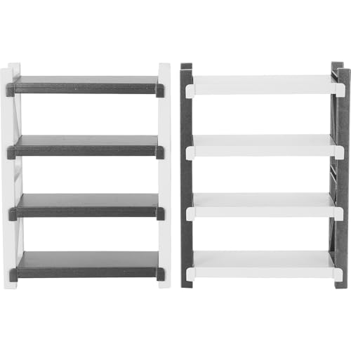 Yardwe 2 stücke Miniatur Puppenhaus Bücherregal Kunststoff Schrank Bücherregal 4 Schichten Lagerung Rack Mini Lager Regale Modell Für Micro Möbel Zubehör von Yardwe