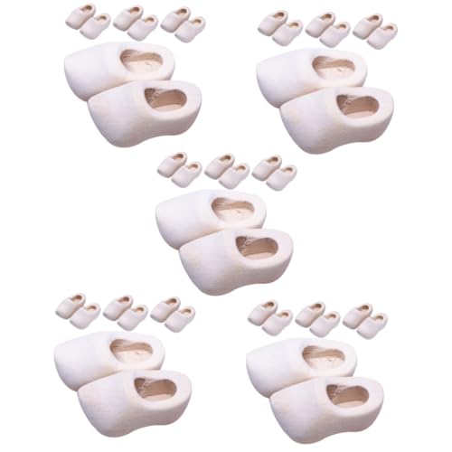 Yardwe 20 Paare Mini Holzschuhe Blank Holz Klompen zum Bemalen DIY Puppenhaus Dekoration Handgefertigt Stabile Holzschuhe für Miniatur Dollhouse Craft Zubehör von Yardwe