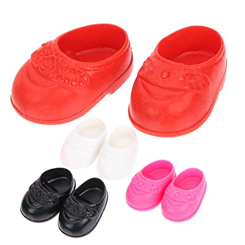 Yardwe 20 Paare Miniatur Puppenschuhe Mini Schuhe Flache Puppenschuhe Rot für Mädchen Puppenzubehör und Miniatur Hausdekoration von Yardwe