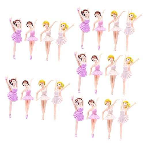 Yardwe 20 Stck Teiliges Ballerina Mädchen Kuchenornament Elegante und Süße Miniaturfiguren Weiß und Langlebig Dekorativ für Geburtstagstorten Babyparty und Heimdekoration von Yardwe