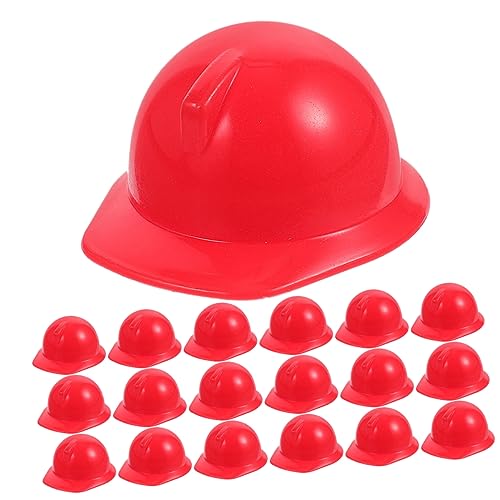 Yardwe 20 Stck. Helmmodellspielzeug Größe Konstruktionsspielzeug Miniaturpuppen-bauhut Miniaturpuppenhut Mini-puppenhelme Schutzhelme Für Puppen Schutzhelme Für Minipuppen Hart Abs Rot von Yardwe