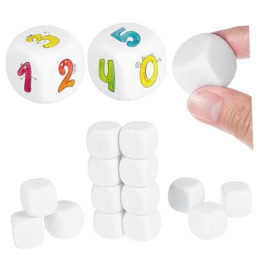 Yardwe 20 Stück 20 mm Acrylwürfel würfel würfel Spielwürfel selber Machen benutzerdefinierte Würfel sechsseitige Würfel trocken abwischbare Würfel Leere Spielwürfel Weiß von Yardwe