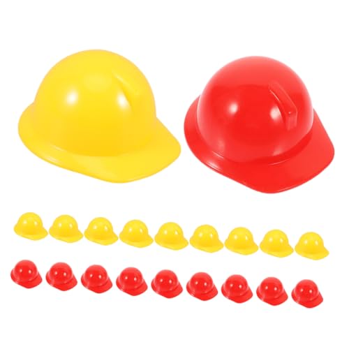 Yardwe 20 Stück Mini Bauhelme für Miniatur Sicherheitshelme Gelb und Rot für Rollenspiele Partydekorationen und Puppenzubehör Vielseitig Einsetzbar für Kreative Bastelprojekte von Yardwe