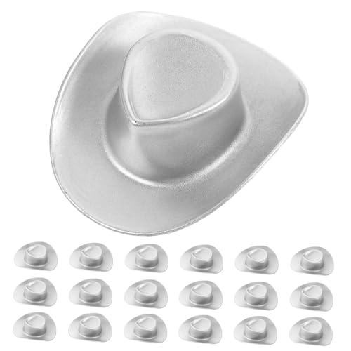 Yardwe 20 Stück Mini-Cowboyhut Mini-Westernkappen Braune Cowboyhüte aus Filz Mini-Hut Kind doll Accessories puppenhauszubehör deko Miniaturhüte für Partys Mini-Hüte Plastik Silver von Yardwe