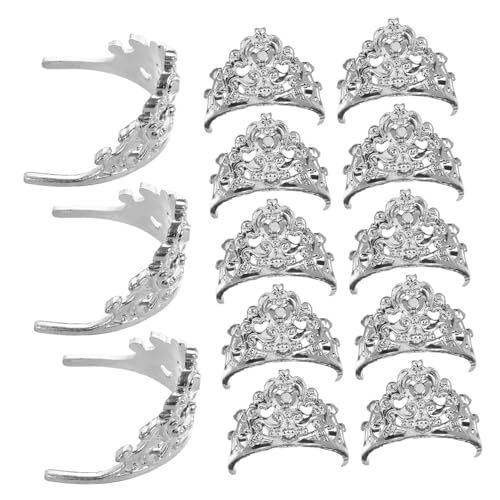 Yardwe 20 Stück Mini Queen Crown Hair Accessoires Puppendekor kleine Puppen Prinzessin winzige Krone kleine Schmuckstücke für Puppen Mini-Krone Puppenkrone Plastik Silver von Yardwe