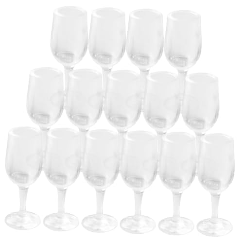 Yardwe 20 Stück Mini Weinglas Mini-puppenhauszubehör Mini Weingläser Miniatur Weingläser Mini-hausgläser Mini Puppenhaus Weingläser Puppenhaus Kelch Puppenhausmöbel Transparent Plastik von Yardwe