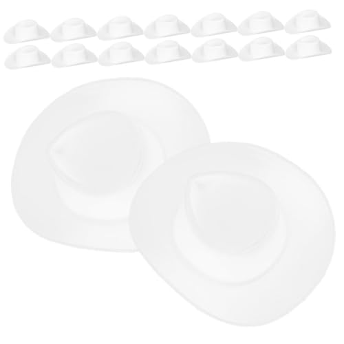 Yardwe 20 Stück Mini-cowboyhut Kuh Miniatur Hüte Klein Party Winzig Rosa Dekoration Puppenmütze Selber Machen Puppenhauslieferungen Hut Für Puppen DIY-bastelmützen-Requisite Weiß Plastik von Yardwe