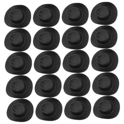 Yardwe 20 Stück Mini-cowboyhut Schmücken Winzig Puppe Erwachsene Rosa Hüte Klein Miniatur Party Western DIY-bastelmützen-Requisite Gewebter Hut Mall-Hut Mini-Hut Plastik Black von Yardwe