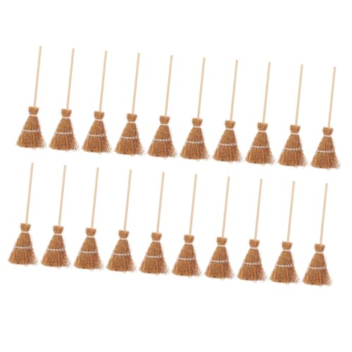 Yardwe 20 Stück Miniatur Besen für Puppenhaus Halloween Weihnachts Dekoration Realistische Mop Deko für DIY Mikrolandschaft Accessoires für Puppenhausgestaltung von Yardwe