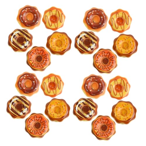 Yardwe 20 Stück Miniatur-Donuts Mini-Donuts Puppenhaus-Donuts Mini- -küchenzubehör Lebensechtes Dessertmodell Gefälschte Lebensmittelverzierung Gefälschte Donut-miniaturen Harz von Yardwe