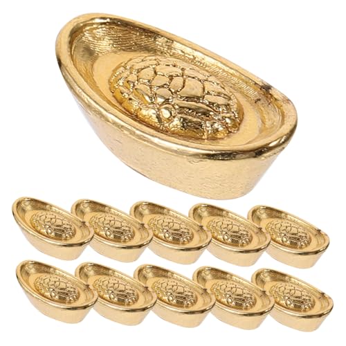 Yardwe 20 Stück Miniatur-Zeug Ornamente Miniaturbarren Led Mini-Sachen Puppe Miniaturen Klein Mini- Miniatur- Winzig Zubehör Barren Desktop-Dekoration Papier Golden von Yardwe