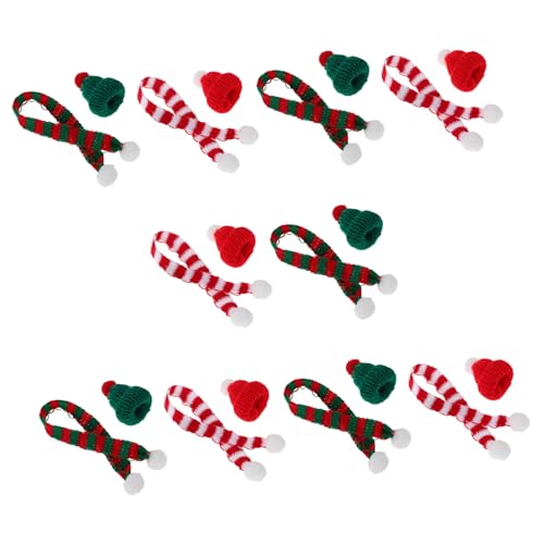 Yardwe 20 Stück Puppenhaus Weihnachtsdekoration Christbaumschmuck Mini Schals Zum Basteln Weihnachtsmannmützen Zum Basteln Mini Weihnachtsmützen Mini Mützen Zum Basteln Mini von Yardwe