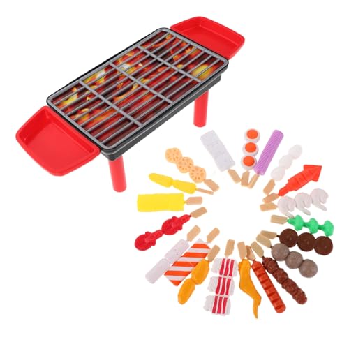 Yardwe 20 Stück Teiliges BBQ Grill Spielset für Realistische Spielküche mit Spielzeugessen Lichtern und Geräuschen für Drinnen und Draußen Fördert Kreative Fähigkeiten und Motorik von Yardwe