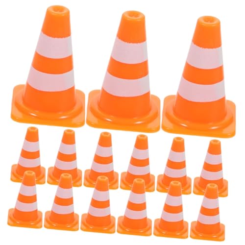 Yardwe 20 Stück Verkehrskognitives Mini -Verkehrskegel Mini-Leitkegel Minikegel Verkehrszeichen Straßensperren Roadblock-Modell Plastik von Yardwe