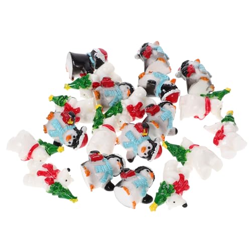 Yardwe 20 Stück Weihnachtsfiguren aus Miniaturfiguren Niedliche Weihnachtsdekoration mit Bären und Pinguinen aus Robustem Harz für Tischdeko und Garten für Festliche von Yardwe