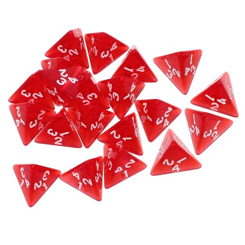 Yardwe 20 Stück Zahlenwürfel Klare Leere Würfel d4 Würfel Flecken Würfel 4-seitiger Würfel 4-seitige Würfelmasse Würfel Masse Mathe-Spiele Würfelspiele Acryl rot von Yardwe