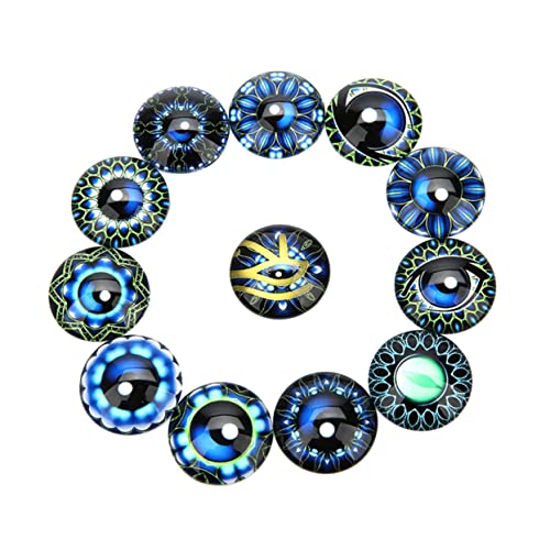 Yardwe 20 Stücke Edelsteine ​​Glas Aufkleber Runde Glas Cabochon Schmuck Patches DIY Schmuck Material Blau von Yardwe