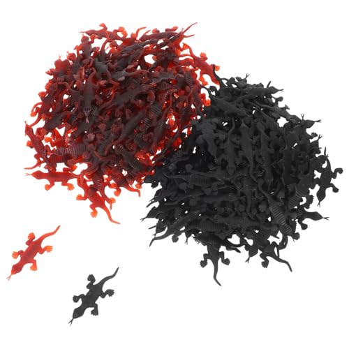 Yardwe 200 Stück Realistische Eidechsen PVC Figuren für Halloween Streiche Kuchen Dekoration Kinderparty Lernspielzeug mit Naturgetreuem Design Braun und Schwarz von Yardwe