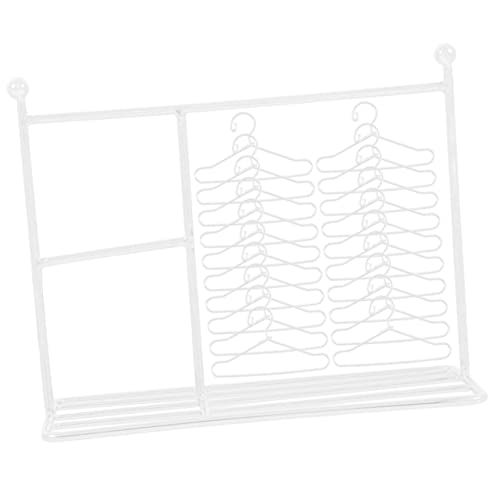 Yardwe 21Stücke Teiliges Puppenbekleidungs Display Mit Kleiderständer Und Kleinen Weißen Kleiderbügeln Für Puppen Und Miniaturdekor von Yardwe
