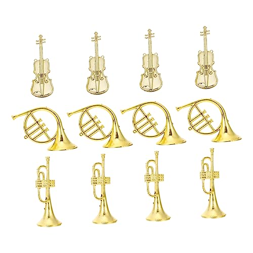 Yardwe 24 Stck. Teiliges Weihnachtsbaumschmuck Musikinstrument Modelle aus Miniatur Violine Trompete und Horn Detailgetreu für DIY Girlanden und Festliche Dekoration von Yardwe