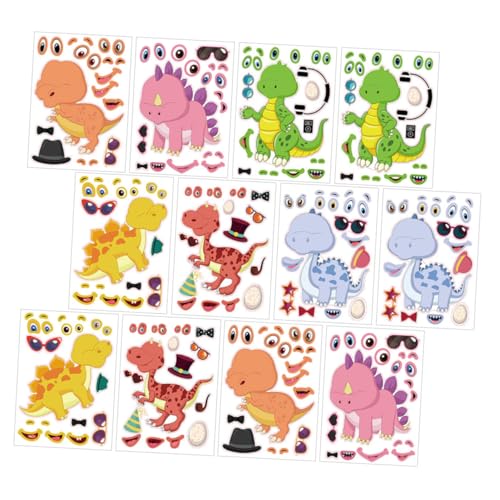 Yardwe 24 Stück Dinosaurier-Aufkleber Puzzlematte Aufkleber Dinosaurier-Puzzle-Aufkleber Partygeschenk Dinosaurier-Partydekorationen Cartoon -Aufkleber Kupferplattenaufkleber von Yardwe