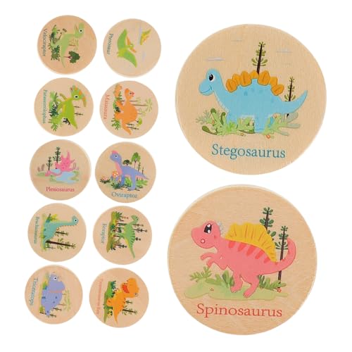 Yardwe 24 Stück Dinosaurier-Gedächtnisschach Dinosaurier-Buchstaben-Matching- Dinosaurier-Eier Memory-Spiel Dinosaurier Kreatives Matching-Spiel für Holz von Yardwe