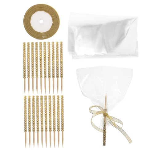 Yardwe 24 Stück Glitzernde Schoko Apfelriegel Cake Pop Sticks Riesige Zuckerstangen Dekorationen Leckerli Sticks Glitzernde Schoko Apfel Sticks Kaffee Rührstäbchen Schoko Apfel von Yardwe