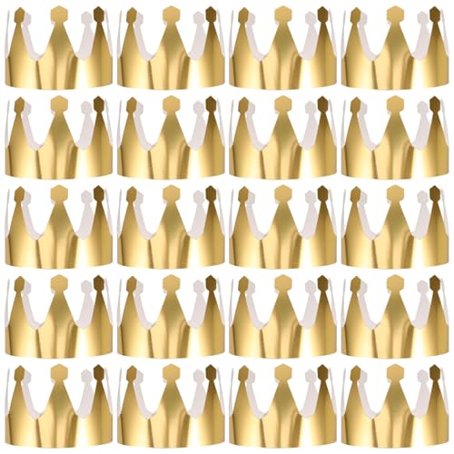 Yardwe 24 Stück Goldene Papierkronen Partyhüte Verstellbare Geburtstagskrone für Kindergeburtstage Festliche Foto Requisiten und Stilvolle Feiern von Yardwe