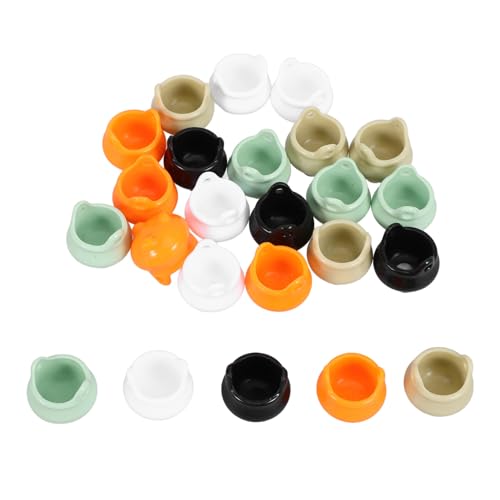 Yardwe 24 Stück Halloween- klein winziger Kesseltopf Halloween-Dekorationsparty Rauchen Ornament Halloween Party Deko Schrank Deko Miniatur-Kesselspielzeug Mini-Kessel Plastik von Yardwe