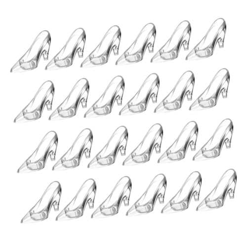 Yardwe 24 Stück Schuhschmuck aus Kristall Hochzeitsschuhdekoration Prinzessin Hausschuhe Partydekorationen mit hohen Absätzen Kristall Schuh transparentes Material von Yardwe