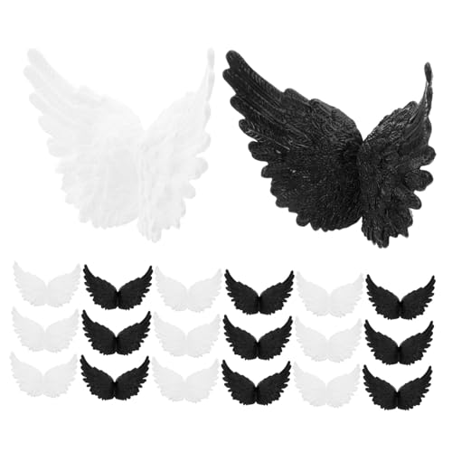 Yardwe 24 Stück Teiliges Kunststoff Engel Flügel Deko für DIY Bastelprojekte Wiederverwendbare Weiße und Schwarze Flügel für Geburtstags Partydekorationen von Yardwe