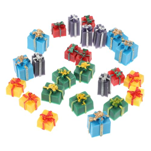 Yardwe 25 Stück Boxen Miniatur-Food-Spiel Requisiten weihnachtsmotiv Christmas Party Puppen-Weihnachtsszenen-Layout- Mini-Deko-Accessoire Puppenhausdekorationen Mini-Zubehör Harz von Yardwe