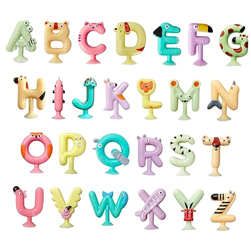 Yardwe 26Stücke Saugnapf Lernspielzeug für Tier Alphabet Saugspielzeug Badespielzeug für Frühkindliche Bildung Fördert Gedächtnis und Koordination von Yardwe