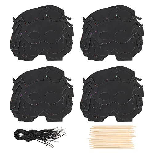 Yardwe 28 Stück Teiliges Diy Halloween Kratzmasken Bunte Bastelmasken für Kreative Partydeko Fördert die Hand Augen Koordination und Eltern Junge Mädchen Interaktion von Yardwe