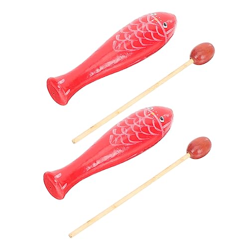 Yardwe 2Paare Holzfisch Percussion Instrument Traditionelles Handwerk Rote Holzklöppel Für Kleine Musiker Als Instrumentenzubehör Für Ab Jahren von Yardwe