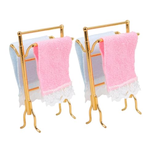Yardwe 2Sätze Handtuchhalter Set für Puppenhäuser Teiliges Set für Realistische Badezimmer Dekoration Perfektes Zubehör für Kreative Rollenspiele und Fantasievolles von Yardwe