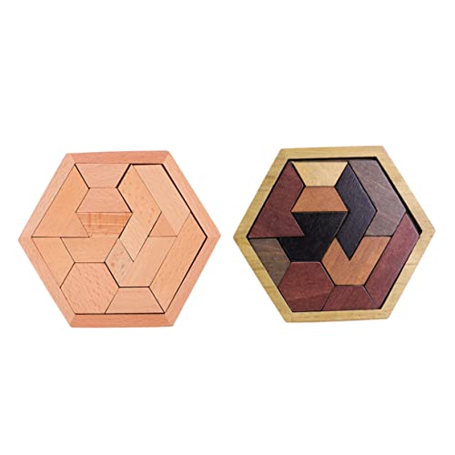 Yardwe 2Sätze Holz Hexagon Puzzle Für Pädagogisches Tangram Puzzle Denkfähigkeiten Hand Eye Koordination Und Sowie Formenerkennung Für Vorschulkinder von Yardwe