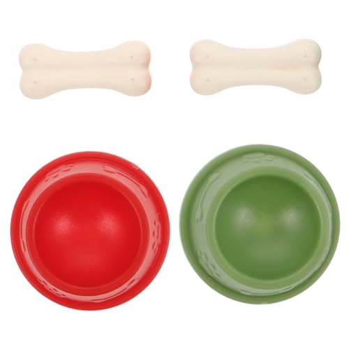 Yardwe 2Sätze Hundefutternapf mit Kleinen Knochen Realistische Hundeschalen Figuren für Puppenhäuser Interaktive Spielzeuge für Detailgetreu und Vielseitig Einsetzbar von Yardwe