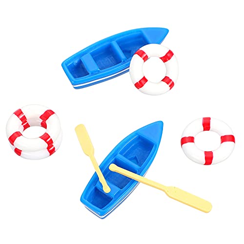 Yardwe 2Sätze Miniatur Strand Dekoration Teiliges DIY Ornament Kit für Puppenhaus Garten Hochwertige Deko mit Boot und Rettungsring für Kreative Strandpartys von Yardwe