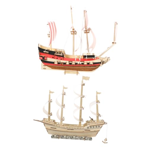 Yardwe 2Sätze Segelboot Holzpuzzle Kit Lebensechtes Modell Für Erwachsene Exquisites DIY Als Raumdekor Ming Handelsboot von Yardwe