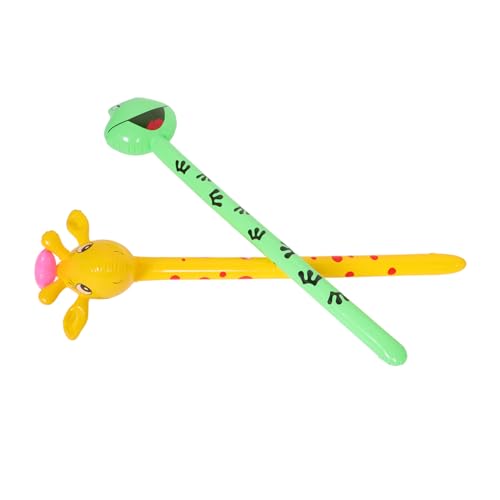 Yardwe 2 Stück Aufblasbare Tiere Giraffe Frosch Sicheres PVC Spielzeug für Kinder Dschungel Themenparty Deko Aufblasbare Ballonstäbe Spielzeug für Geburtstagsfeiern von Yardwe