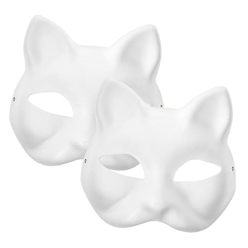 Yardwe 2Stücke DIY Katzenmaske aus Weißem Papier Unbemalt Handgemachte Halbmaske für Maskerade Party Bastelprojekte und Kreative Anlässe von Yardwe